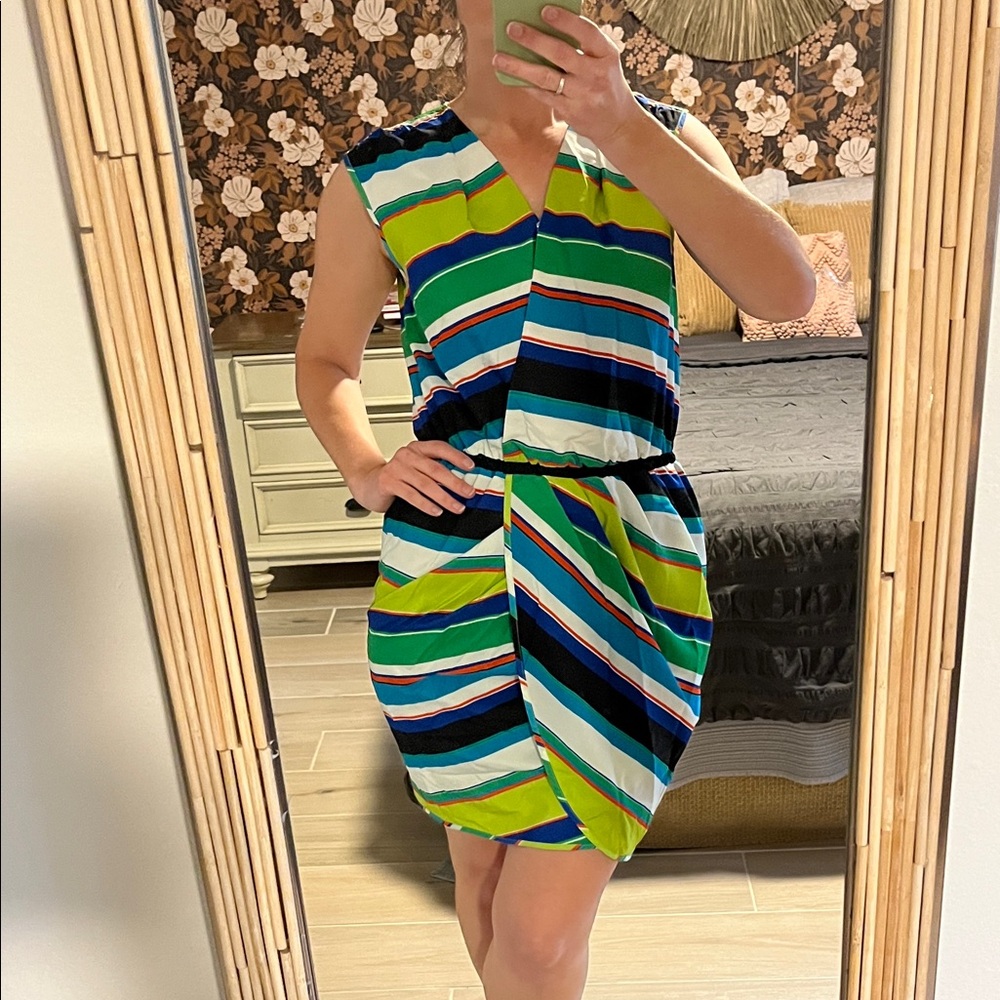 Vince Camuto Colorful Striped Mini Dress